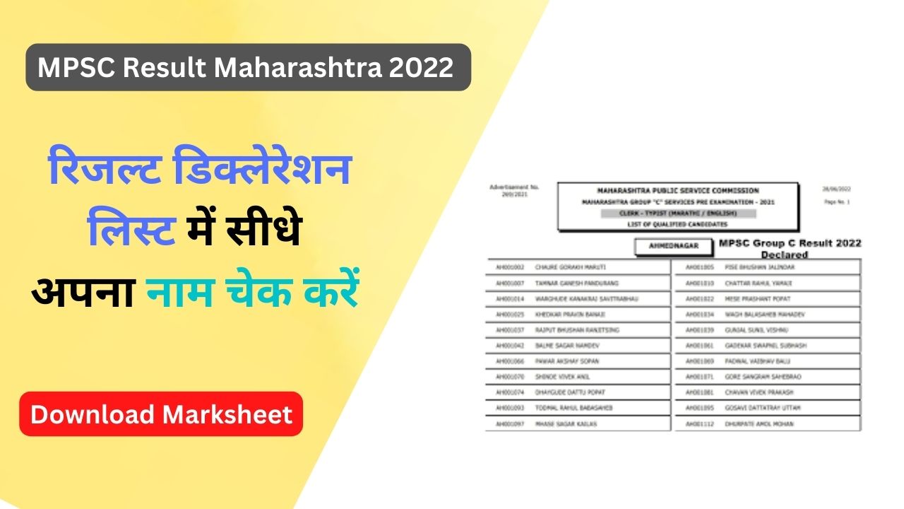 MPSC Result Maharashtra 2022